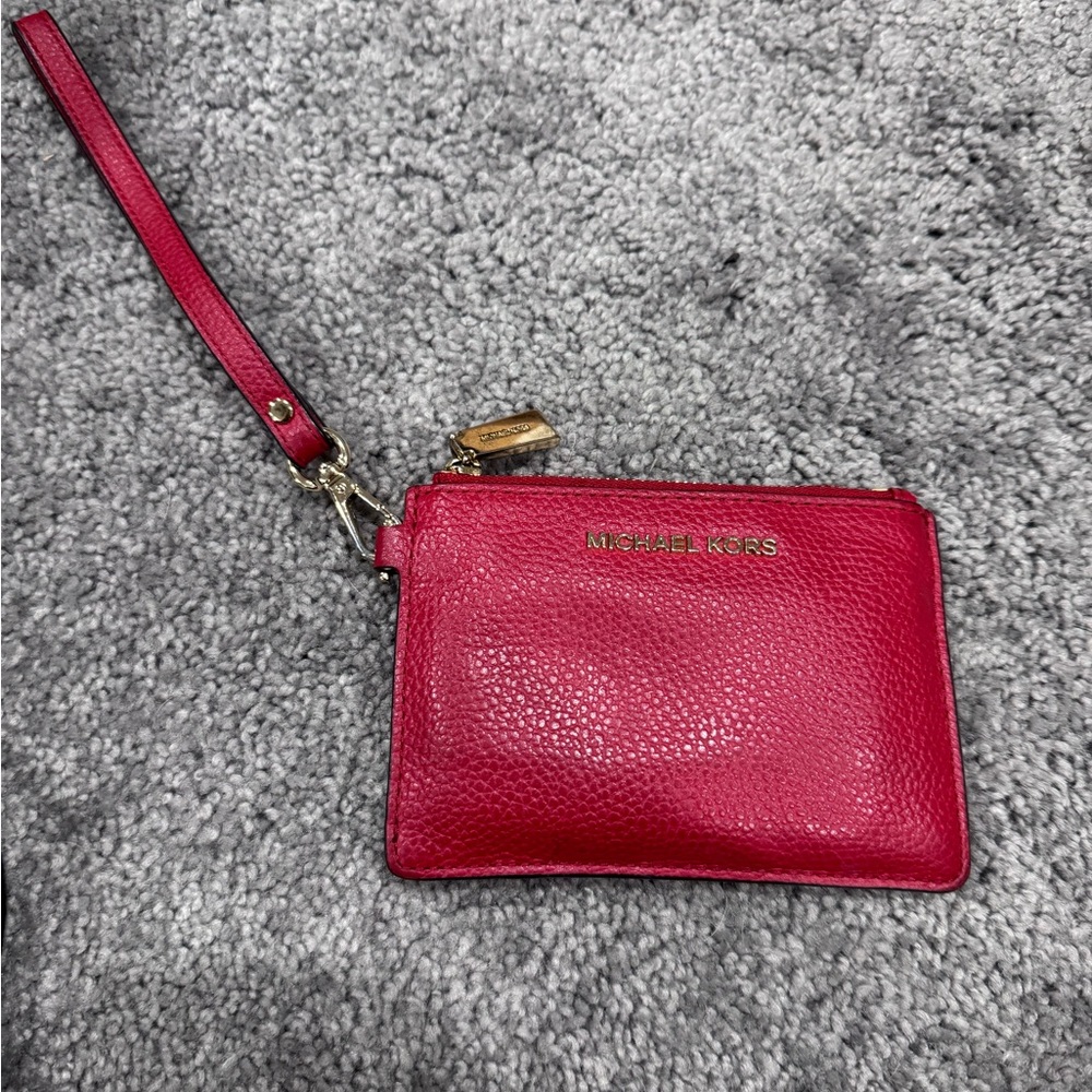 Michael Kors Red Wristlet with Gold Accents